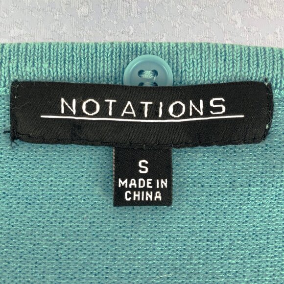 Notations Woman’s Turquoise V-Neck Sweater 3/4 Sleeve Rayon Blend Size S - Picture 12 of 14